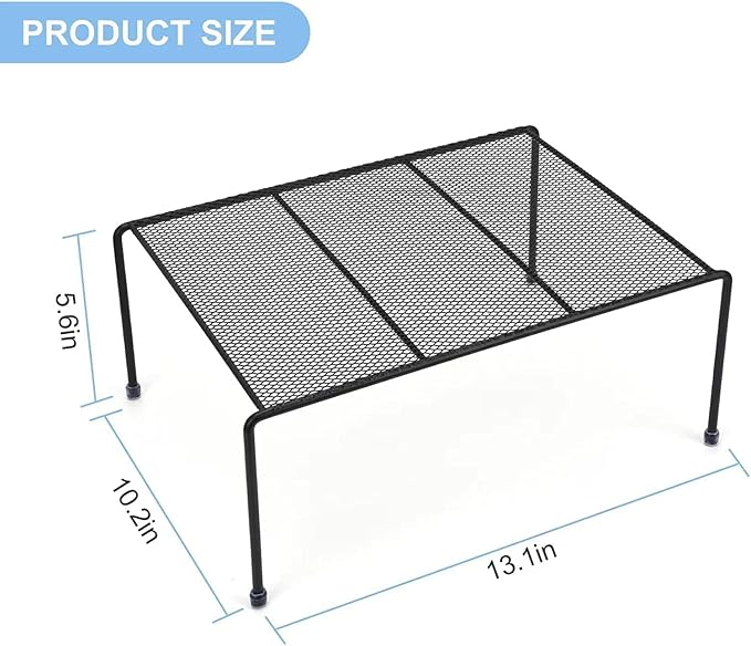 SIBAO 6-Shelf Kitchen Storage Organizer, 13.1 x 10.2 Inch Mesh Cabinet Shelves Rack (Black), Maximize Space, No Assembly Required, Modern Design, Rust-Resistant, 10-15 lbs Weight Capacity
