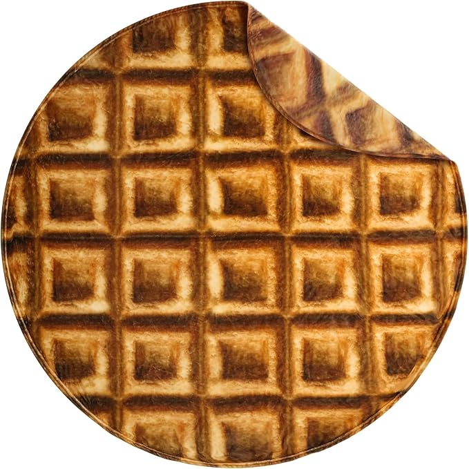 Bnuitland Waffle Funny Blanket, 300 GSM Double Sided Giant Funny Novelty Realistic Food Blanket with Pouch for Adults and Kids, Super Soft Flannel Throw