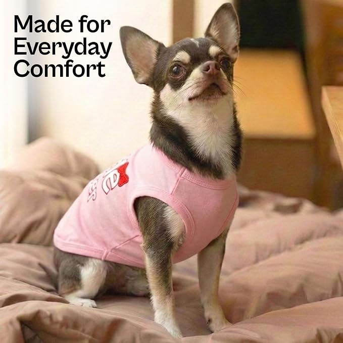 Parisian Pet Dog Shirt - 100% Cotton Shirts for Large Dogs - Pink Sleeveless Girl Pet Clothes - Lightweight and Breathable Puppy Clothes - Stretchy Dog Apparel for Little Sister Dogs