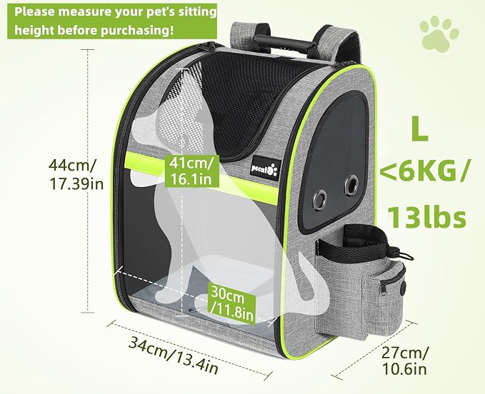 pecute Cat Backpack Expandable, Cat Carrier Backpack with Acrylic Window | Durable Oxford Cloth, Lockable Zipper,Use for Pet Under 11 lbs to Travel