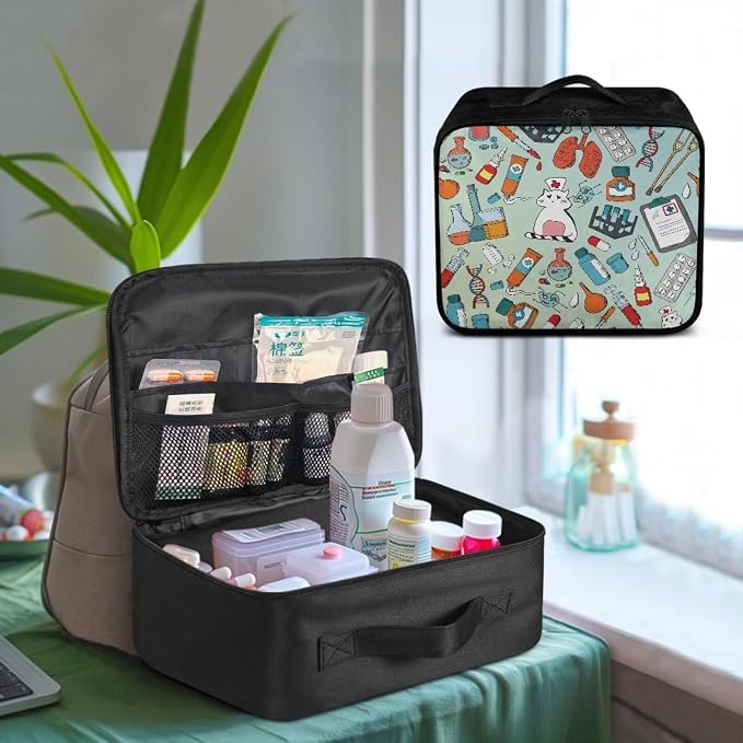 Cat Nurse First Aid Bags Empty Cute Travel Medicine Bag Medical Supplies Organizer Bag Portable Kit for Traveling, School, College Dorm, Car, Home, Camping, Office, Hiking, Outdoor