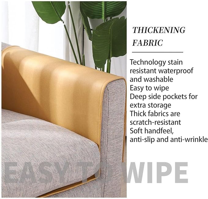 Tech Fabric Arm Rest Covers for Sofa, Anti-Cat Scratching Couch Arm Covers with Side Pocket Anti-Slip Furniture Protector Arm Chair Covers Waterproof Armrest Organizer(White)