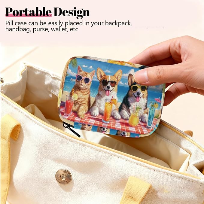 Travel Pill Organizer Beach Pet Vacation Small Pill Case