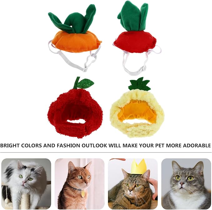 FOMIYES 4pcs Adorable Pet Hat Fruit Shape Dog and Cat Hat Comfortable Cloth Material Sweet and Stylish Design for Autumn and Winter Dress up Costume