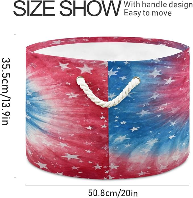 DOMIKING Large Storage Basket for Toys Tie Dye Star Blue Storage Bin Box Organizer Basket for Laundry Hamper Kid's Room Baby & Dog Toy