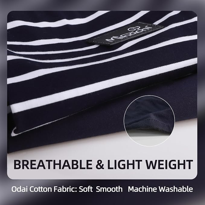 MIHACHI Dog Shirts Cotton Striped T-Shirt, Summer Pet Clothes for Small Dogs, 2-Pack Soft Puppy Apparel Cat Tee, Sleeveless Lightweight, Quick Dry, Breathable,Stretchy, Navy Blue M