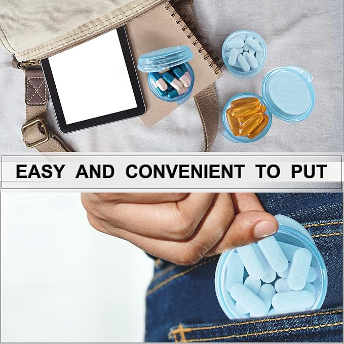Small Pill Box (6 Pack), Daily Mini Pill Organizer Portable for Purse Pocket,Travel Pill Case Medicine Storage Container Earplug Case (Blue & Pink & Green 6 PCS)