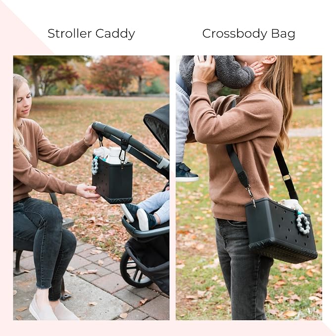 Stroll Pouch - Waterproof EVA Baby Stroller Organizer with Shoulder Strap, Customizable Like a Bogg Bag, Wipe-Clean Durable Universal Caddy for Wagons, Trike, Double & Pet Strollers
