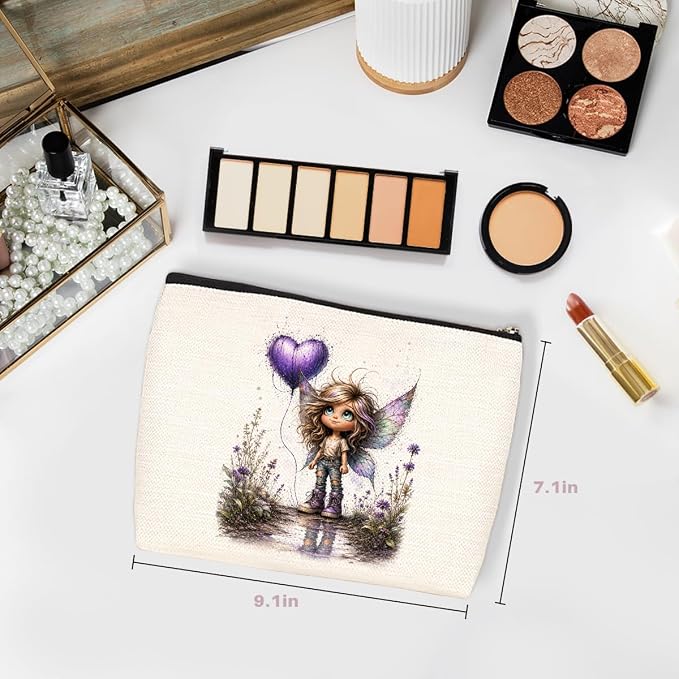 Cute Love Balloon Wings Girl Pattern Makeup Bag, Cartoon Girl Cosmetic Bags