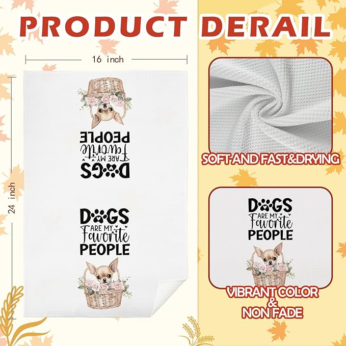 SPBL&L Chihuahua Decor Dish Kitchen Towels Set of 4, Chihuahua Gifts for Women,Dog Decorative Hand Towels for Bathroom, 16x24 Inches