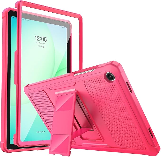 MoKo Shockproof Case Fit Samsung Galaxy Tab A11+ Plus/ A9+ 11 Inch | Full Body Rugged Stand Back Cover with Built-in Screen Protector for Galaxy Tab A11+/ A9+ Tablet, Paradise Pink