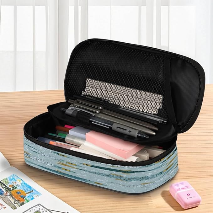 Pencil Case Large Capacity Pencil Bag Cute Fish Pattern Pouch Box Organizer Pen Case, School Supplies for Teen Adult