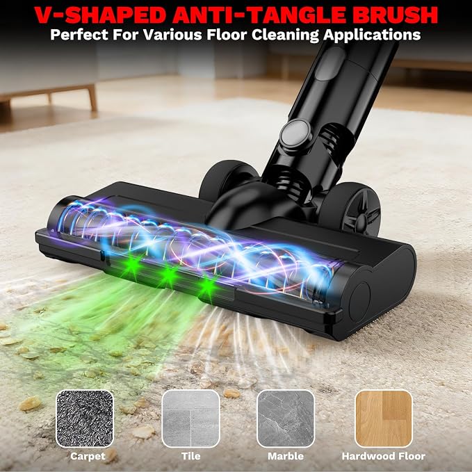 Cordless Vacuum Cleaner for Milwaukee M18 Battery, 8-in-1 Stick Vacuum with Pet Brush, 35KPA Suction, 350W Brushless Motor, Smart Touchscreen, HEPA Filter, for Carpet Floor Car (Battery Not Included)