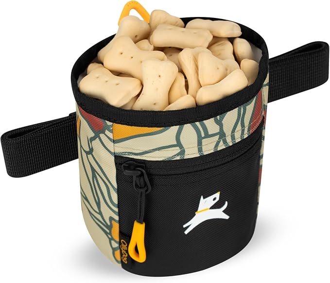 OllyDog, Goodie Treat Bag, Dog Treat Training Pouch | Magnetic Closure | 3 Ways to Wear | Hands-Free Waist Belt | Water-Resistant Recycled Vegan Fabric (Fiori)