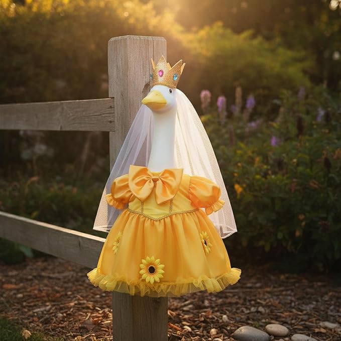 9.84 x 7.87 Inch Yellow Goose Costume for Dogs, Lightweight Polyester Pet Outfit for Halloween Party Photo Prop