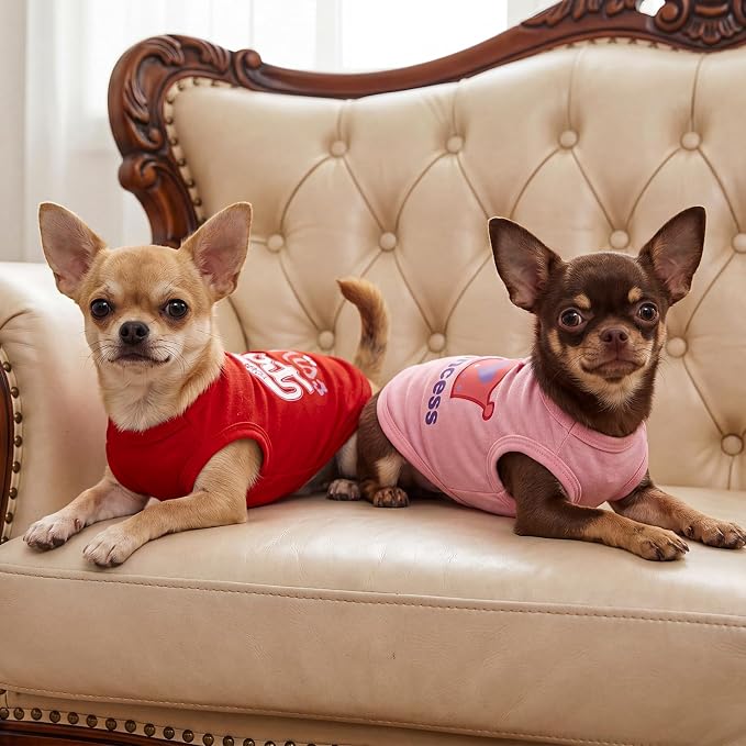 hoyuwak 4 Pieces Pet Shirts Funny Dog Printed Clothes Cool Breathable Puppy Sleeveless Vests Dog Outfit for Summer