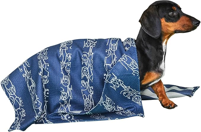 Dock & Bay Pet Towel - Super Absorbent & Quick Drying Dog Towels with Bag - 100% Recycled - Puppy Party, Medium (90x50cm, 35x19)