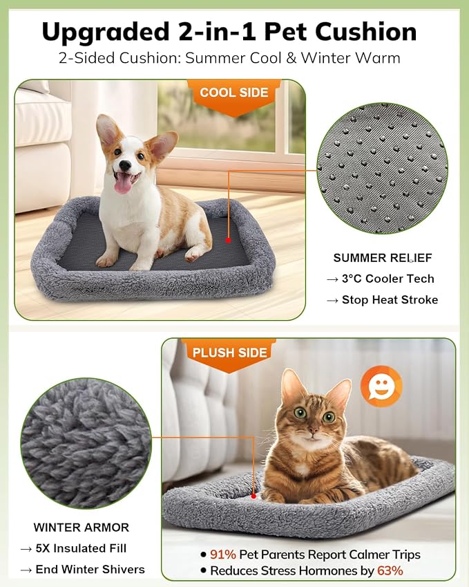 Morpilot Cat Carrier Soft for Large Medium Cats and Puppy up to 18lbs | with Dual-Sided Cushion, Secure Buckle and Foldable Bowl, Dog Carriers for Small Dogs - Pet Carrier (Light Gray)
