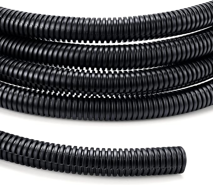 Wire Loom 1/4 inch 10ft, Split Loom, Outdoor Cord Protector | Flexible Wire Conduit Automotive, Wire Protector Tubing, Black