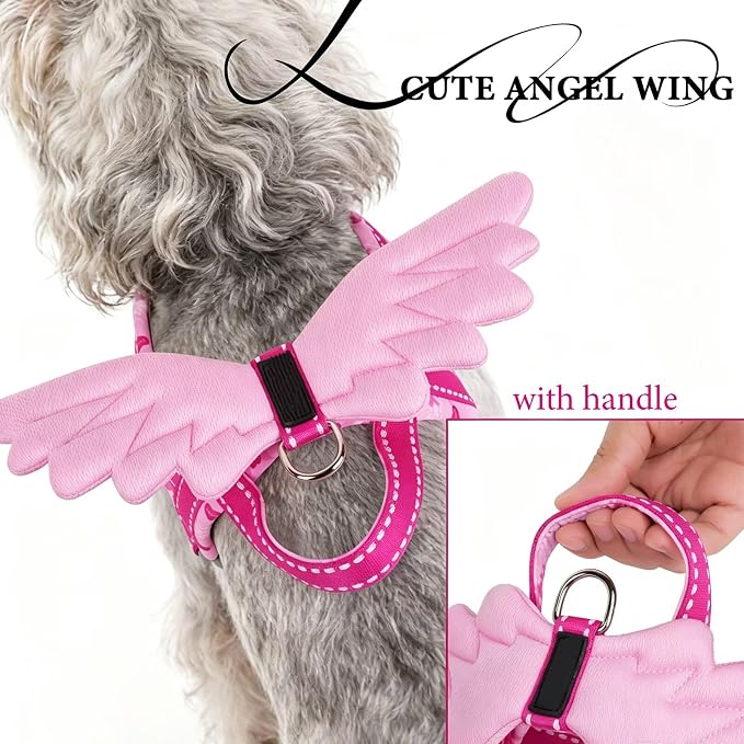 HDKUW Small Dog Harness with Angel Wings, Green M