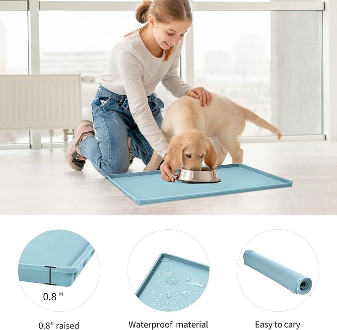 Silicone Dog Food Mat Waterproof Pet Feeding Tray for Medium and Large Dogs