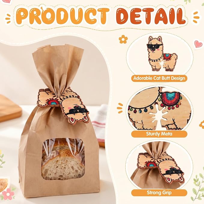 Patelai 20 Pcs 3.94 x 3.94 Inch Fun Animal Shaped Bread Bag Clips Wood Bread Clip Bag Sealerreusable Food Storage Seal Clips Cartoon Shaped Food Storage Holder for Kitchen Snack Organizer