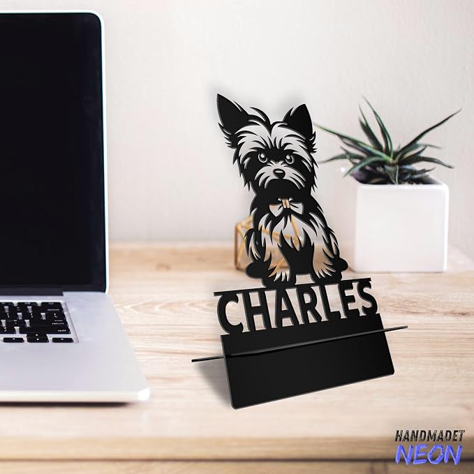 Personalized Yorkshire Terrier Phone Holder, Custom Name Metal Desk Stand, Dog Accessories Dock, Tablet, Smartphone Display Stands, Gifts for Friends, Pet Lovers, Teens, Christmas