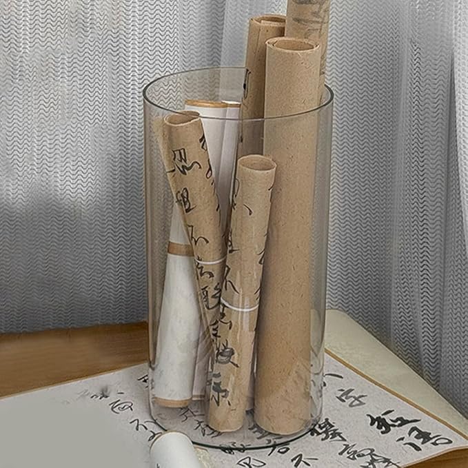 SEWACC Plastic Cylinder Storage Organizer for Calligraphy Works and Paintings, Versatile Pet Art Supply Container with Simple Elegant Design, for Home and Office Use