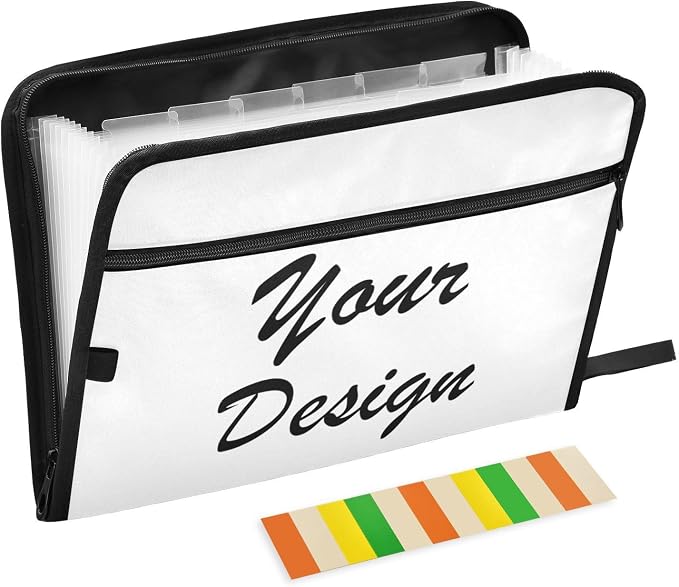 13 Pocket Zipper Expanding File Folder A4 Custom Design | Accordion File Organizer with Front Pouch A4 Letter Size Portable Folders for Documents Receipt School Office Supplies