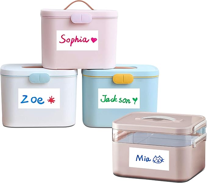 120 Large Size Removable Customizable Blank Labels, Water/Oil/Tear Resistant, No Residue for Home Organization Projects, Bins, Kitchen Storage Containers, Desk Items(2”x 4”)