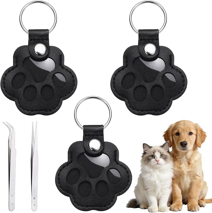 Dog Fur Storage Keychain, Pet Fur Keepsake Keyrings, Paw Shaped, Pet Hair Keepsake Keychains with Tweezers