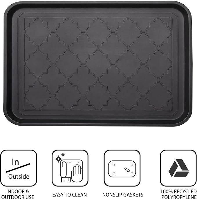 WATANIYA PET Boot Tray for Entryway Indoor, Heavy Duty Shoe Mat Tray 2 Packs, 16.7"x12.8" Waterproof Shoes Trays with Raised Edge, Outdoor Multi-Purpose Mats for Boots, Garden, Pets