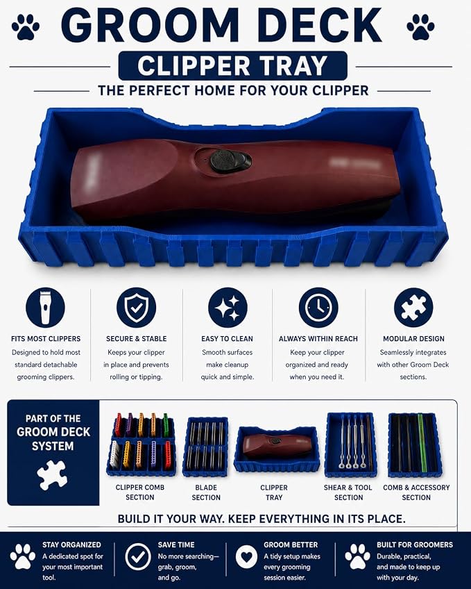 Groom Deck Modular Grooming Tool Organizer - Blue