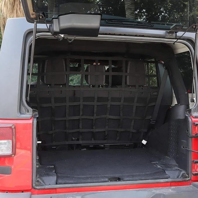 Car Nets Car Rear Seat Trunk Isolation Pet Net Dog Barrier Protection Divider Safety Mesh For Jeep For Wrangler JK JL 2007-2023 Cargo Net