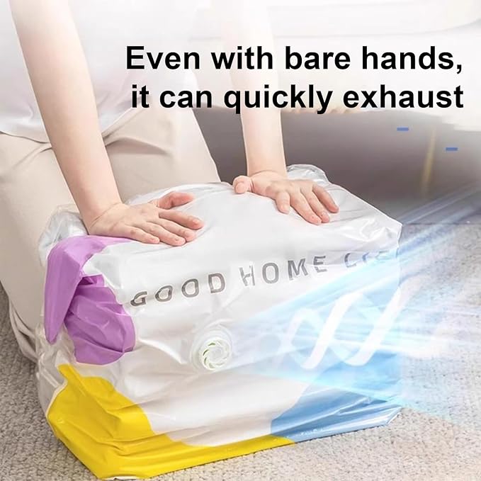 No Pump Vacuum Storage Bags,2026 New No Pump Large Vacuum Storage Compression Bags,Thick and Airtight Reusable Organizer Suitable for Clothes, Blankets, Bedding, Travel, and Closet Storage (3, Large)