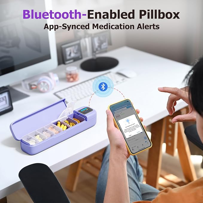 Daviky Automatic Pill Dispenser, Smart Pill Organizer with Alarm | Pill Box 7 Day with APP, Weekly Travel Pill Case, Portable Pill Reminder for Medicines, Supplements and Vitamins