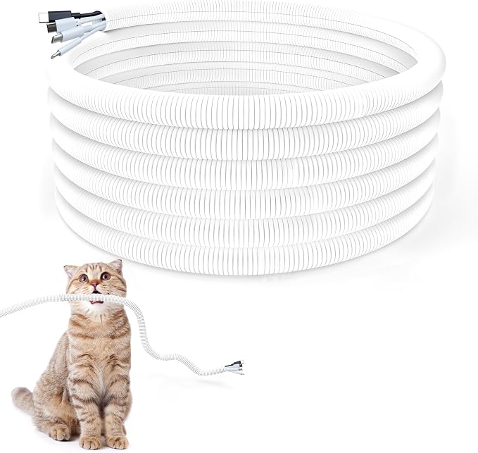 Cord Protector for Pets,Cord Cover and Cable Protector Stops Chewing-20FT | Chew-Resistant Wire Cover for Dogs ,Rabbits, Cats and Other Small Pets-White