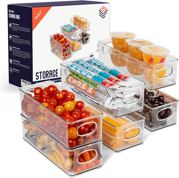 ClearSpace Plastic Pantry Organization and Food Storage Bin – Great Kitchen Organization and Kitchen Storage – Fridge Organizer Bins, Pantry Storage – 6 Pack | Clear food storage bins keep pantry, fridge, and kitchen essentials organized while maximizi...