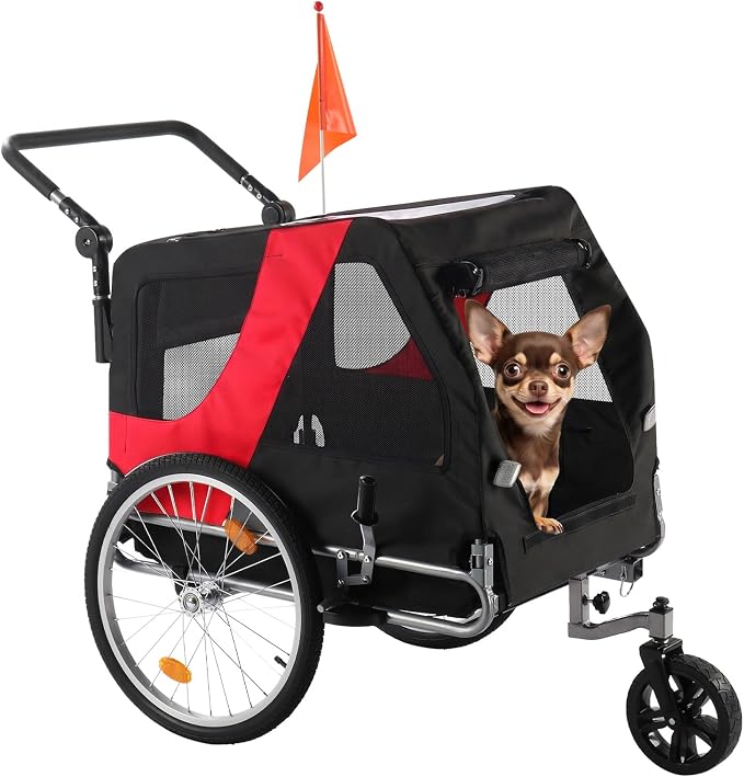 Ktaxon 2-in-1 Pet Bike Trailer, Heavy Duty 132lbs Load Capacity Foldable
