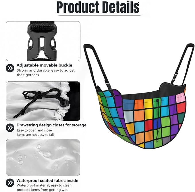 Filled Grid Car Seat Organizer-Backseat Storage Bag for Travel | Waterproof Durable. Holds Snacks Gear Essentials. Fits Most Cars.