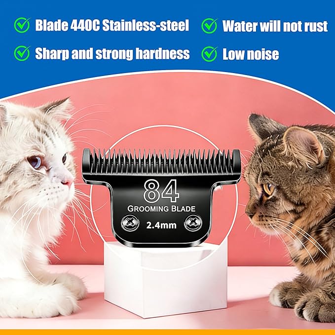 Dog Grooming Replacement Blades Compatible with Andis Dog Clippers,Most OsterA5, Wahl KM Series Pet Clippers for Animal Dog,Cat,Horse (Black-T84)