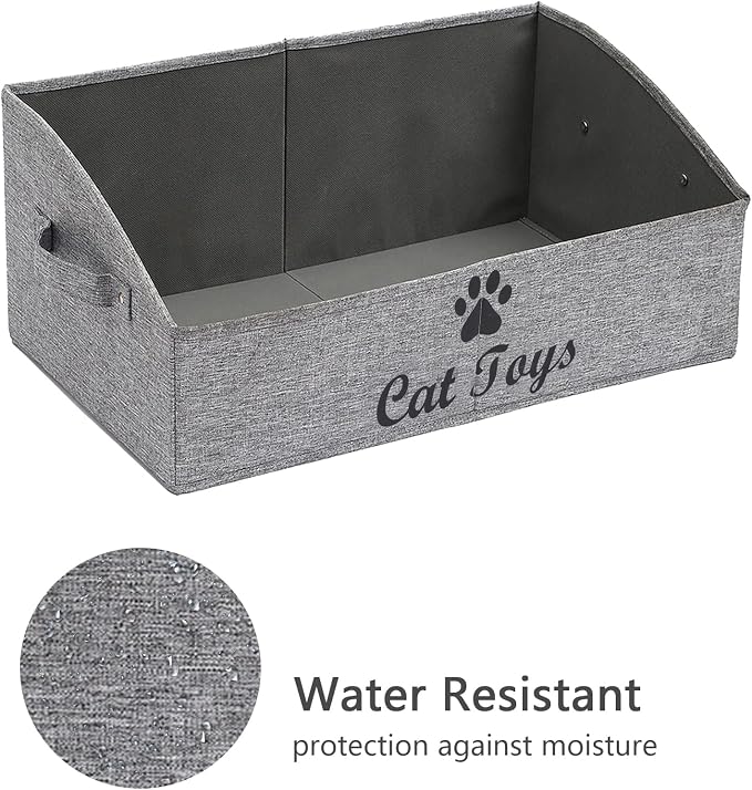 Geyecete Foldable Fabric Trapezoid Organizer Box - Collapsible Basket for Dog Toys (Gray)
