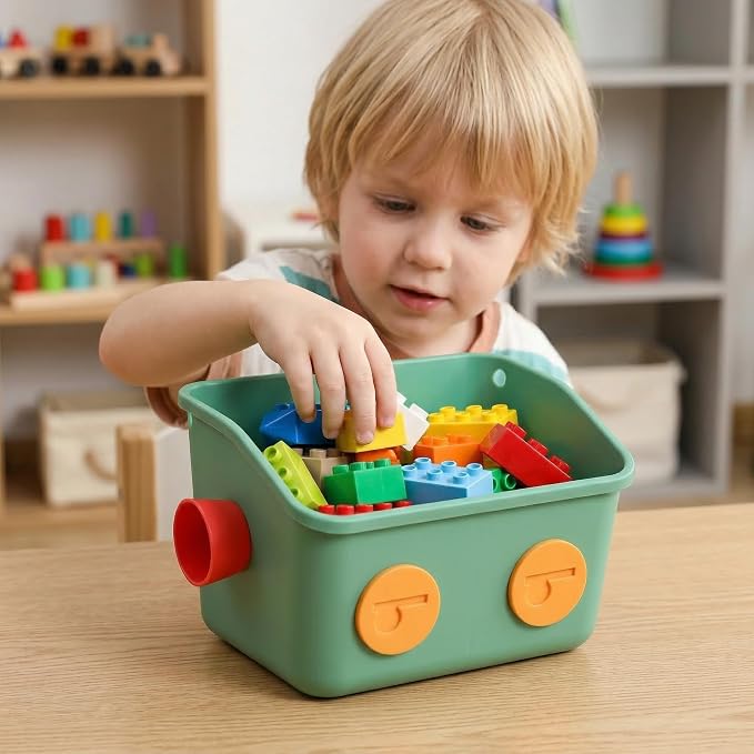 Noamus 6 Pack Bath Toy Storage Organizer Basket, 3 Layers Wall Mounted Hanging Shower Caddy, Plastic Robot Modeling Kitchen Shelf with Hook, No Drilling Colorful Toy Holder for Kid Bathtub Shampoo