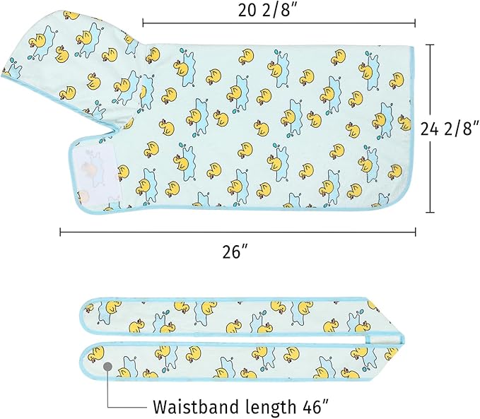 HDE Dog Bathrobe Super Absorbent Quick Drying Puppy Towel Wrap Coat Adjustable After Bath Robes with Hood for Dog Sizes S-XXL Rubber Duck Puddles M