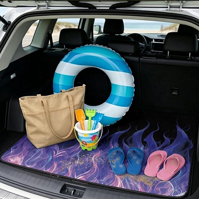 Howilath Purple Flame Car Trunk Mat 29"x39" All Weather Cargo Liner Non-Slip Rear Trunk Protection for SUV Sedan Truck