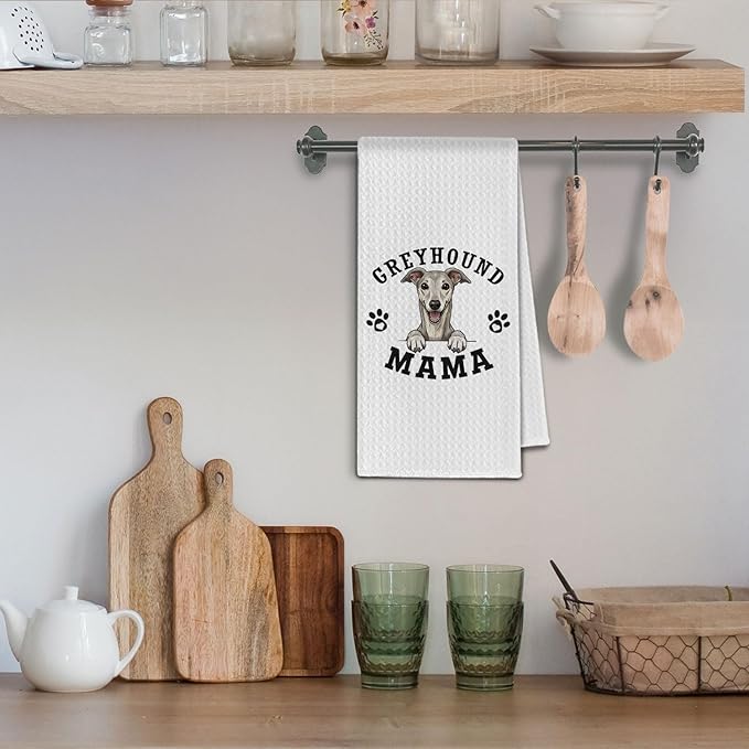 Greyhound Kitchen Towels, Dog Mama Greyhound Gifts for Women & Dogs Moms, Dog Lover Gifts Decorative Hand Towels for Bathroom, 16x24 Inch