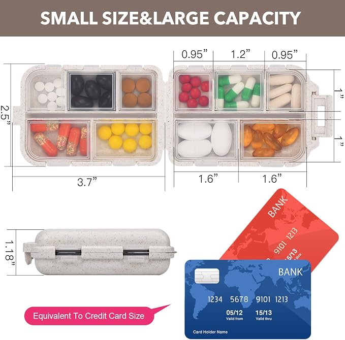 Travel Pill Organizer with 189 Labels, Pill Case Travel Medicine Pill Organizer Pill Container Vacation Travel Essentials for Women (Beige, 1 Pack)