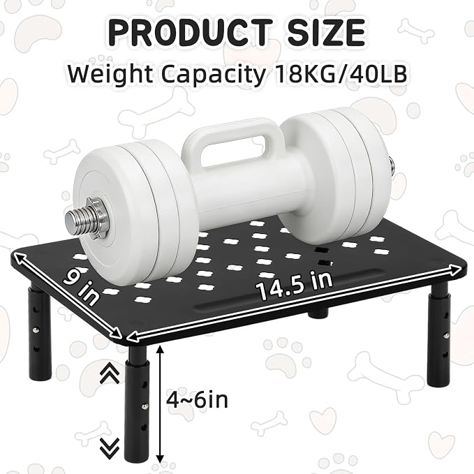 Elevated Cat Food Stand, Adjustable Automatic Cat Feeder Station | 4/5/6 in Adjustable Cat Feeding Station, 14.5 x 9 in Platform, Fits Most 4-6 L Automatic Feeders, Non-Slip Base, Black