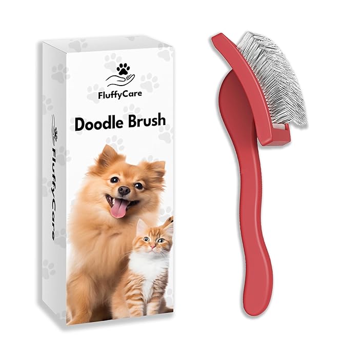 Slicker Brush for Dogs, Dog Brush for Shedding Massaging, Doodle Brush for Long Haired Dogs with Extra Long Pins to Effectively Remove Tangles, Knots and Mats (LARGE) (Coral, Large)