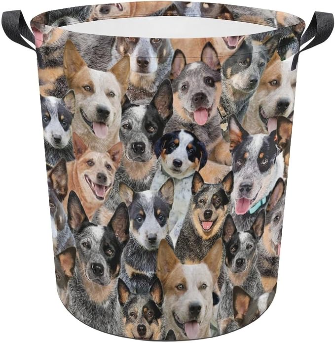Australian Cattle Dog Lover Gifts, Laundry Hamper With Handles, Australian Cattle Dog Laundry Basket, Waterproof Clothes Storage Bucket for Bedroom Bathroom